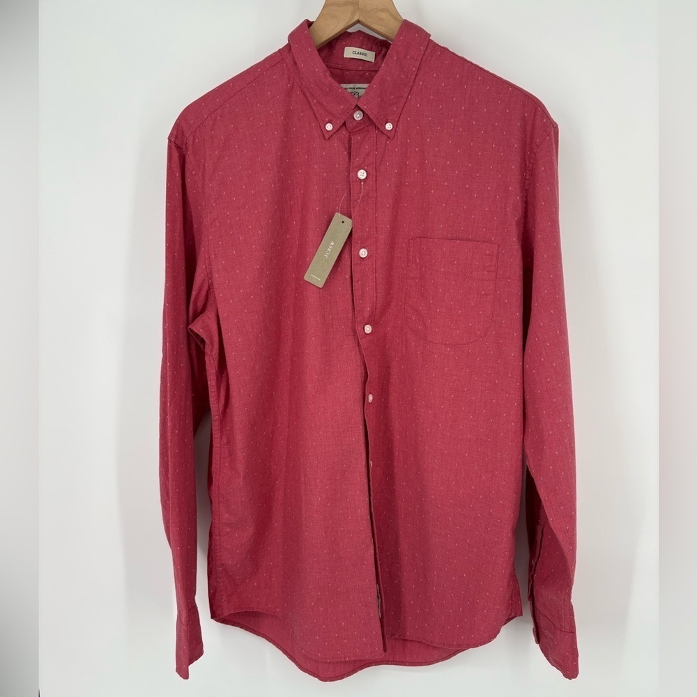 J Crew Pink Mini Pattern Button Front Shirt Mens‎ L